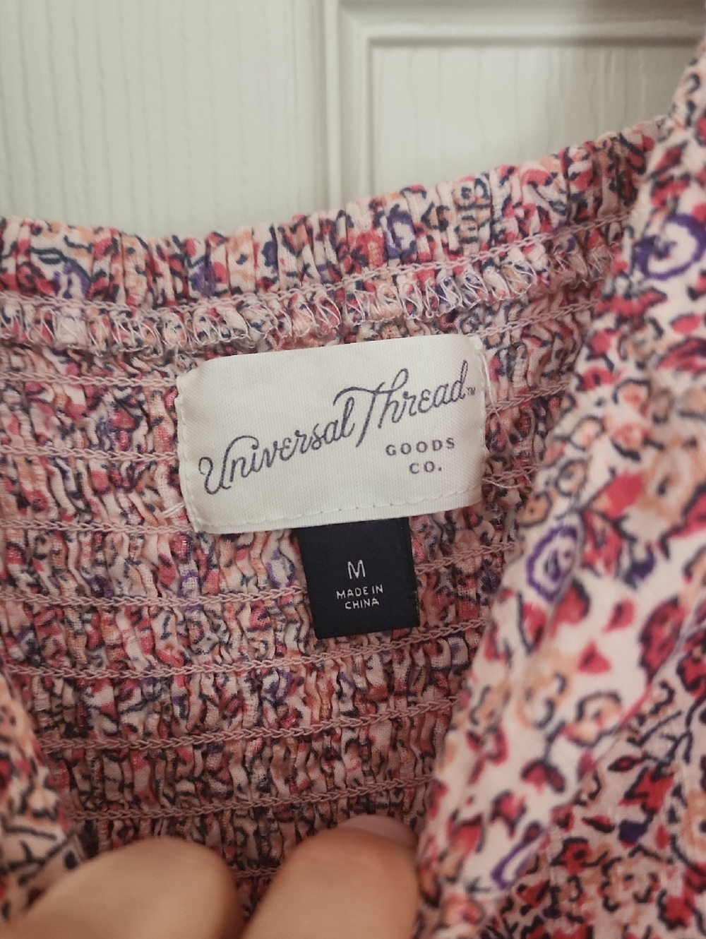 Universal Thread Pink Floral Midi Dress with Puff Sleeves and Smocked Back - Picture 2 of 3